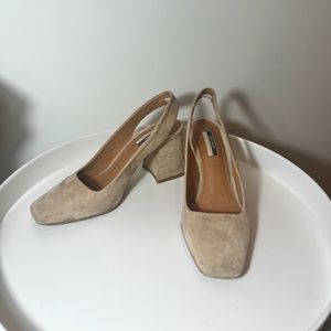 Topshop Tan Suede Slingback Heels